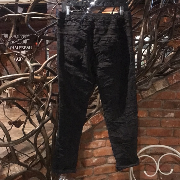 NWT Tempo Paris Cotton Blend Black Joggers with Elastic Waist - Picture 3 of 3